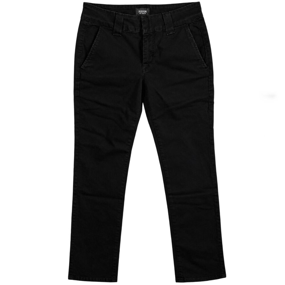 Hudson Made in USA Black Skinny Chinos Y2K Ankle Trousers Size 8 Flap Pockets